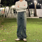 サイドブラッシュウォッシュワイドデニムパンツ