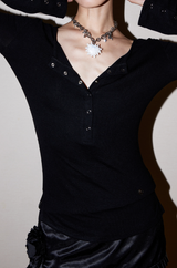 Button Bell Line Knit_Black