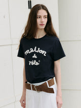 MAISON DE ROLA エンブロイダリーTシャツ ネイビー