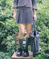 BUTTON WRAP MINI SKIRT - CHARCOAL
