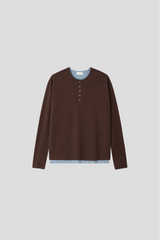 ソリスヘンリーネック長袖ニットTシャツ (4 Colors)