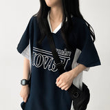 エペーターオーバーサイズフィットカラーリングVネックショートスリーブTシャツ