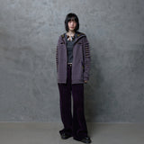 SLASHED CHECK HOODIE: PURPLE