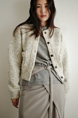Boucle wool cardigan, Oatmeal