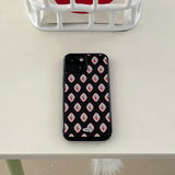 strawberry pattern glossy glass bumper case (black)