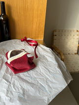 Clam round pouch _ Corduroy red