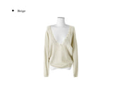 Soring Button See-Through Deep V Knit