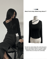 ベーシックフロントストラップ長袖ゴルフTシャツ (4 Colors)