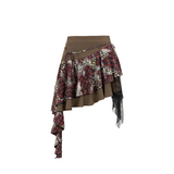 2025 Spring/Summer New Leopard Print Lace Splicing Multi-layer Irregular Hem Half Skirt