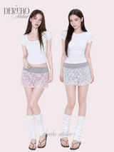 lace plum banding pants skirt