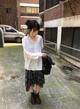 ヘレナ チェック フレア フォールディング ミディスカート