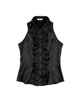 Silk Ruffled Blouse (Black)