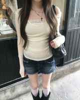 Deep blue denim shorts