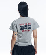 ホースボックスクロップドTシャツ - グレー