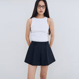 Wool Blended A Line Shorts_Navy