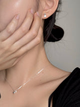 [silver 925] mini ball cubic earring necklace set / daily guest look simple silver wedding