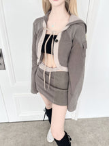 1236. パッチワークカーゴクロップフード cardi (3color)