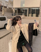 Wool buckle long coat