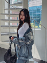 Wings Track Gradient Pinch Denim Jacket