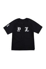 CUBIC APPLIQUE MESH BASEBALL JACKET BLACK