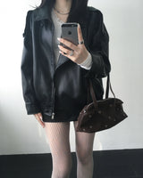 High neck leather jacket