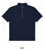 Ziden Half Zip-Up Ribbed Short-Sleeve T-Shirt