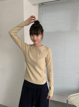 26SS★ [BAONHAUS] ベニールラウンドリブ長袖Tシャツ
