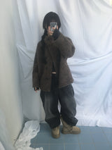 highneck puffy fur jacket