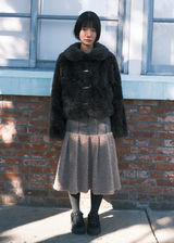 Fluffy Midi Skirt / Beige