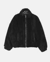 Deuren Quilted Fur Color-Block Zip-Up Jumper