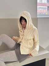 TOGGLE HOOD KNIT CARDIGAN