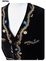 French velvet embroidered no collar jacket