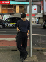 Back pocket dyed barrel denim pants