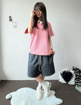 Deep Double Knee Non-Faded Raw Denim Rivet Mini Bermuda  2 Colors 