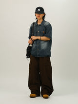 MEN Overfit Western Denim Shirts