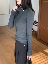 シグナルエポーレットハイネックスリムライン長袖Tシャツ