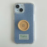 ウッデンボタンスマホグリップ