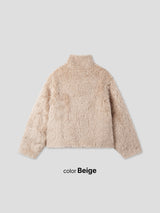 レイチェル 2ベルトディテールショート丈ファージャケット (Lining Quilted)