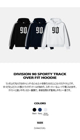 DIVISION 90 SPORTY TRACK OVER FIT HOODIE (3color)