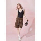 [GirlyFancyClub] "Coquette style" デリケートレースフリルVネックタンクトップ