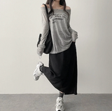 Alling lettering shoulder long sleeve tee