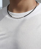 Men’s black beaded necklace_CLEF CHORD CHARM NEC