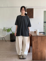 WAFFLE BUTTON OVERSIZED TEE (3C)