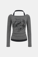 Yvette Halter Graphic Layered Top