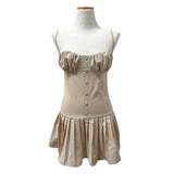 ラインスリーブプリーツミニドレス (Beige)