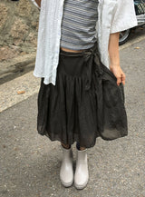 Maruo Chiffon Ruffle Strap Midi Skirt