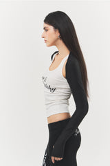 Love & Healthy ロゴノースリーブトップ White
