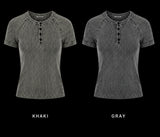 Washed Henley Knit