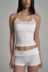 Caramel folded short pants, White