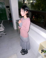 (2color) Shirring Drawstring Flare Midi Skirt